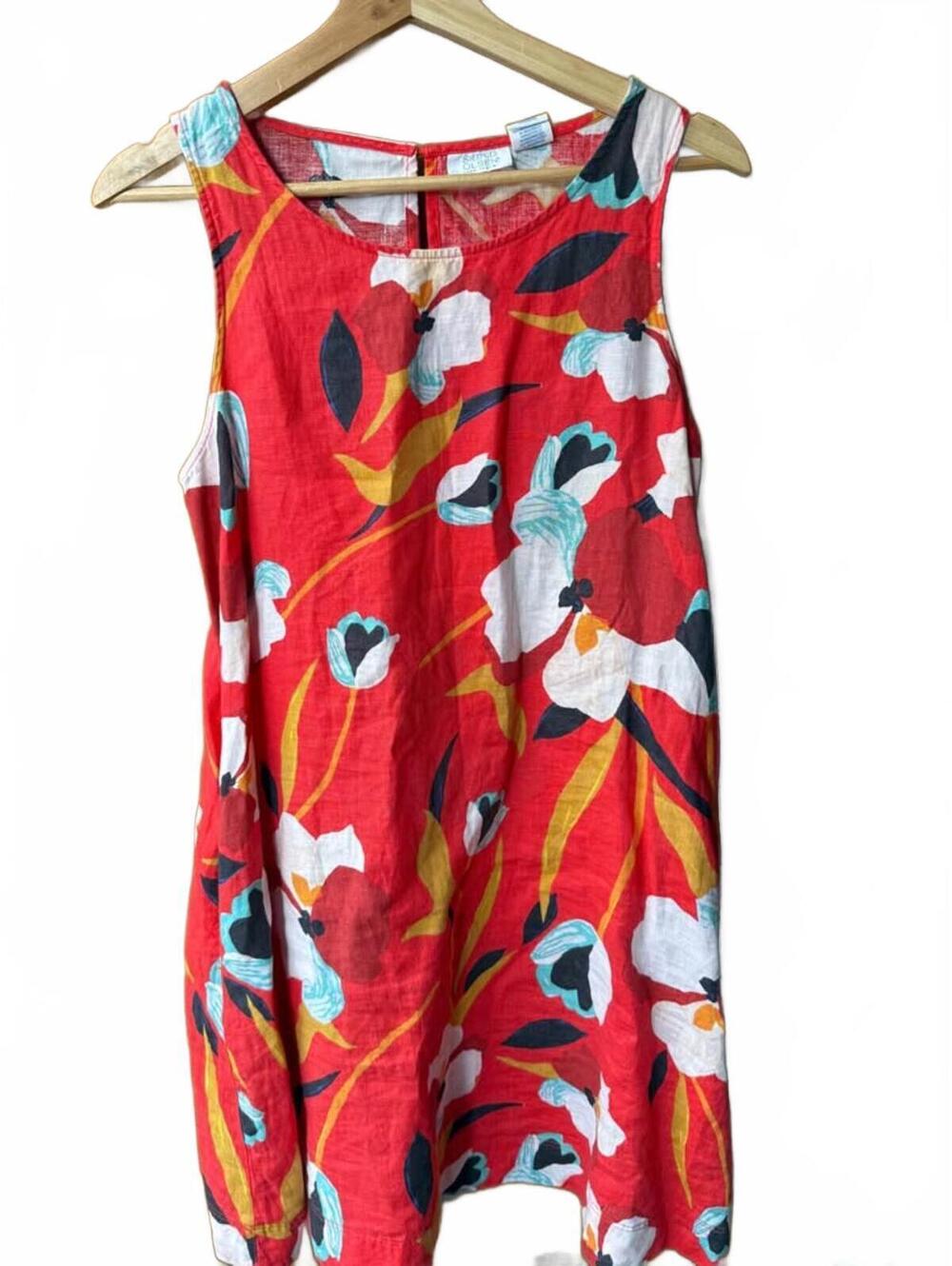 Sigrid Olsen Colorful Linen Floral Dress Sz Small